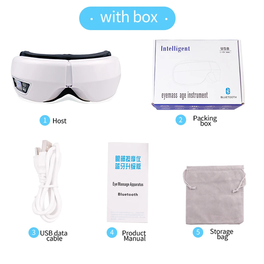 Masque de Massage Intelligent pour les Yeux 6D – Vibrations, Airbags & Musique Relaxante
