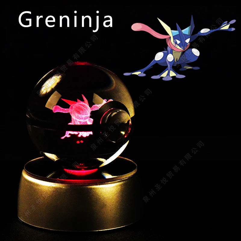 Boule Pokémon Cristal 3D avec Lumière – Pikachu, Gengar, Mewtwo | Pokéball Lumineuse Cadeau Enfant