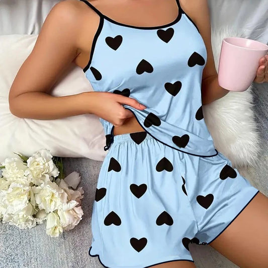Pyjama Femme Été – Bretelles Fines & Short Imprimé