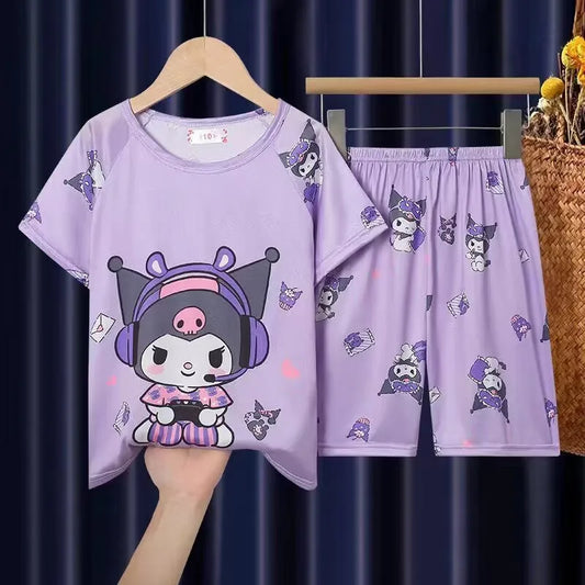 Pyjama Enfant Été – Ensemble Manches Courtes Motifs Cartoon Fille & Garçon