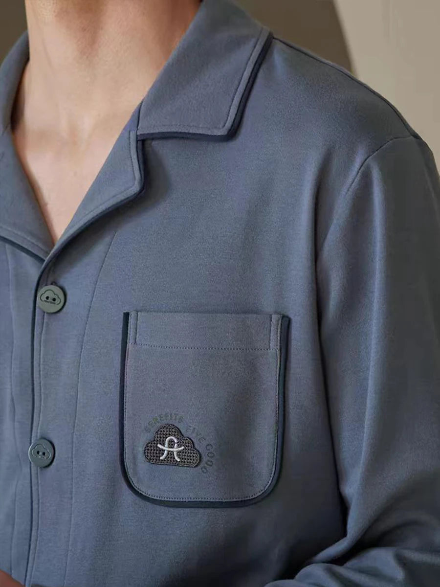 Pyjama Homme Léger – Ensemble 2 Pièces Manches Longues | Printemps & Automne | Coupe Décontractée Jeune