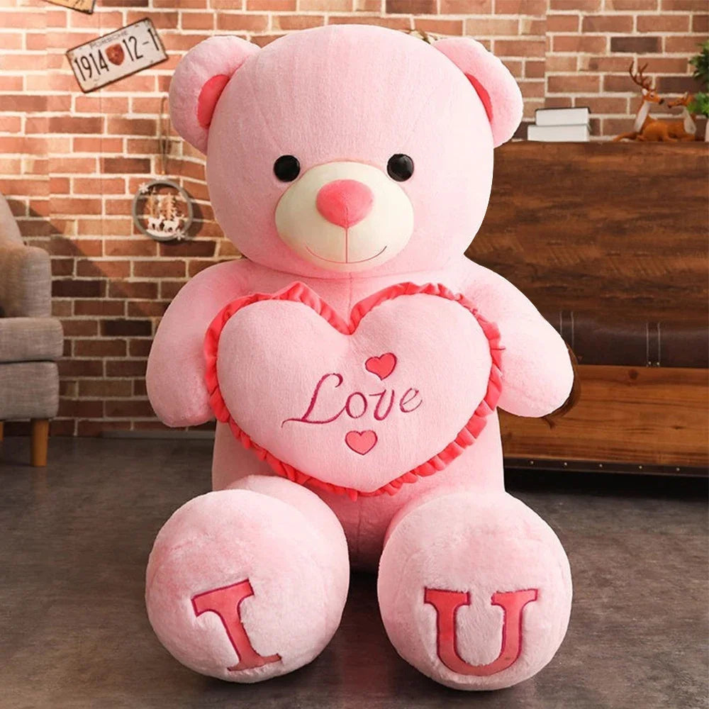 Ours en Peluche Géant 80/100cm – LOVE & I ❤️ U | Cadeau Doux pour Petits et Grands