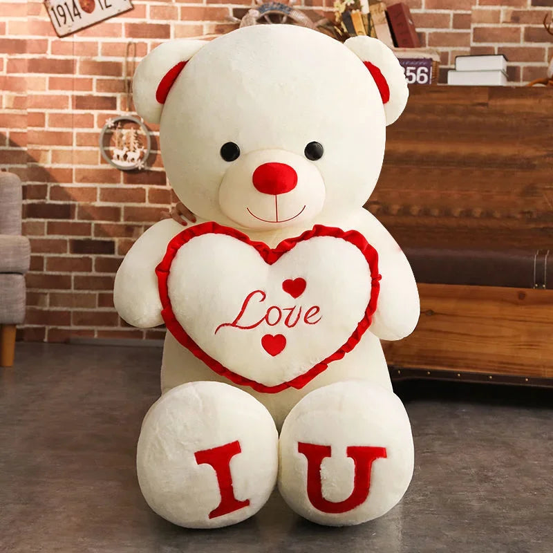Ours en Peluche Géant 80/100cm – LOVE & I ❤️ U | Cadeau Doux pour Petits et Grands