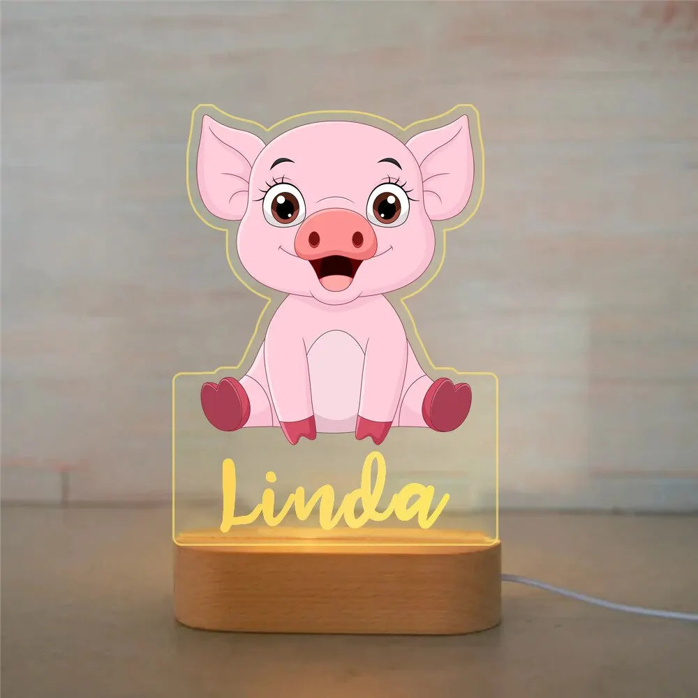 Veilleuse Enfant Personnalisée avec Prénom – Lampe Acrylique Animaux | Déco Chambre Bébé & Cadeau Naissance