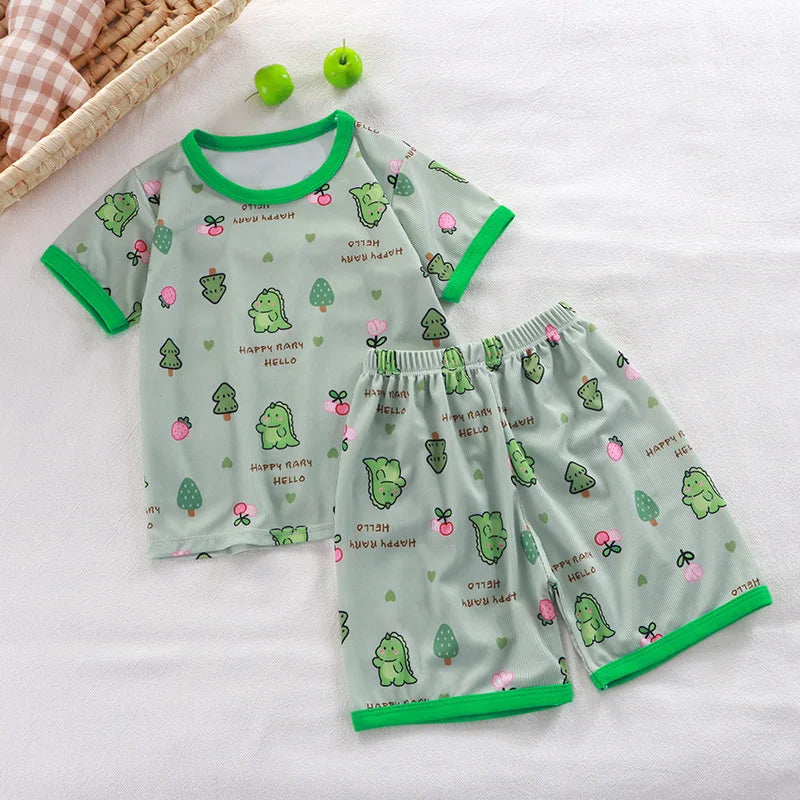 Pyjama Bébé & Enfant – Ensemble à Manches Courtes | Motifs Cartoon Confortables | Pyjamas Été & Homewear