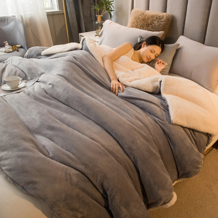 Plaid en Laine Doux et Chaud – Couverture Double Face Anti-boulochage