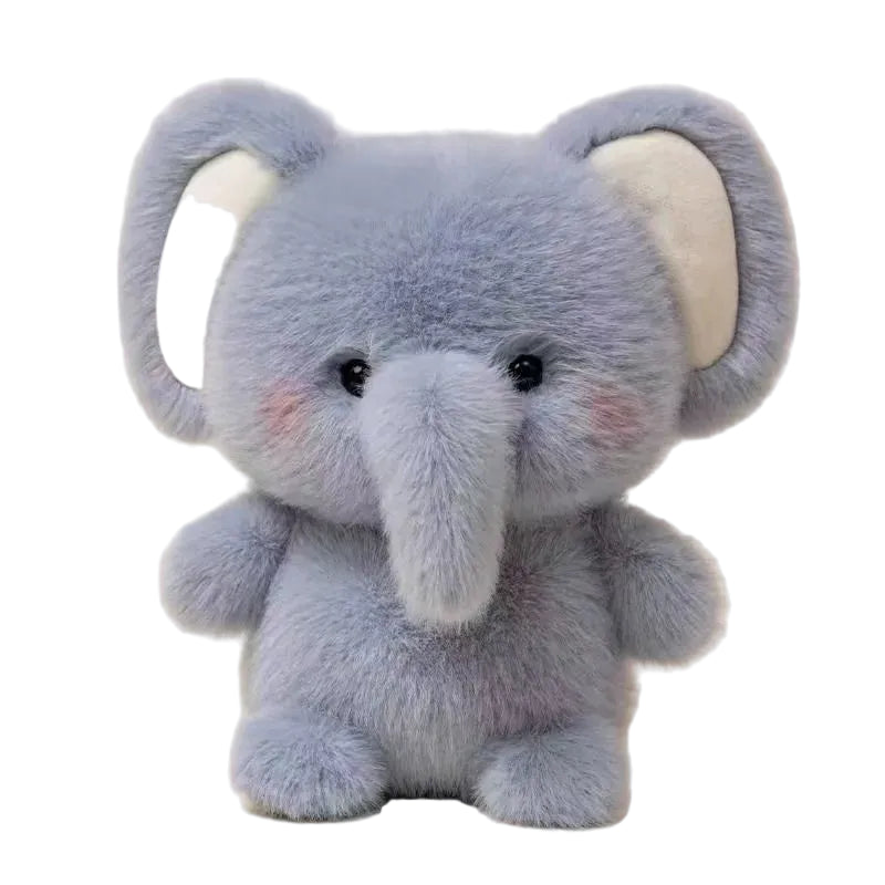 Peluche éléphant grise assise, aux grandes oreilles