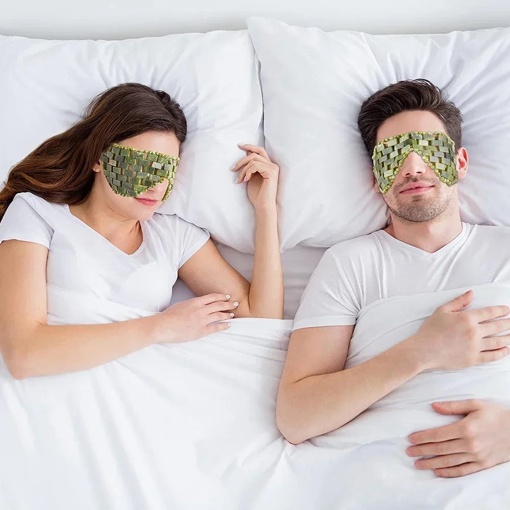 Masque de massage rafraîchissant pour les yeux en jade naturel, pour la relaxation des yeux, sommeil réparateur...