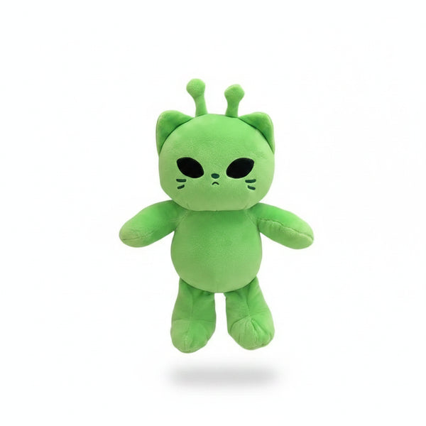 Peluche Chat Alien Vert – Doudou Kawaii Rigolo (Lot au Choix)