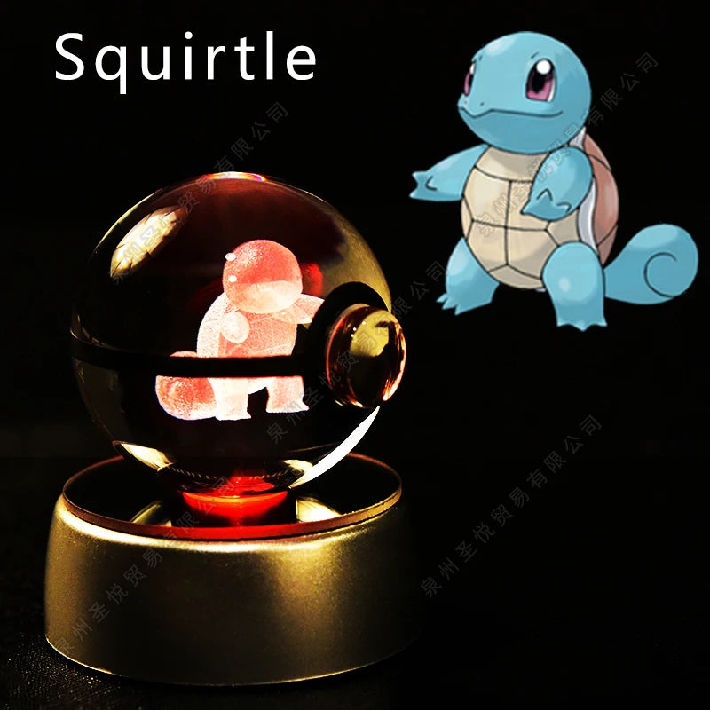 Boule Pokémon Cristal 3D avec Lumière – Pikachu, Gengar, Mewtwo | Pokéball Lumineuse Cadeau Enfant