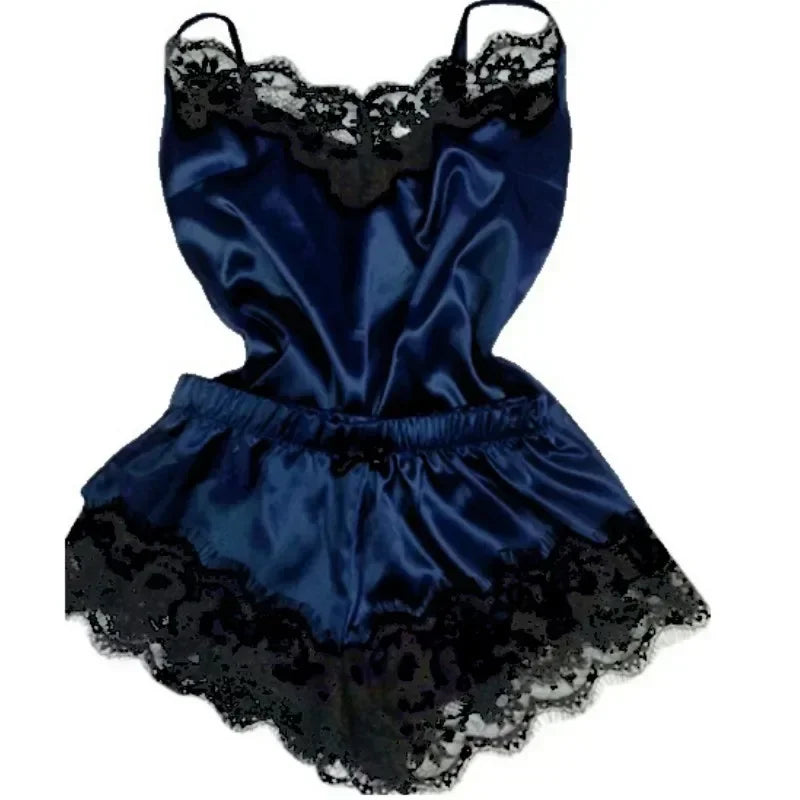 Ensemble Pyjama Satin & Dentelle Femme – Caraco et Short Sexy Été