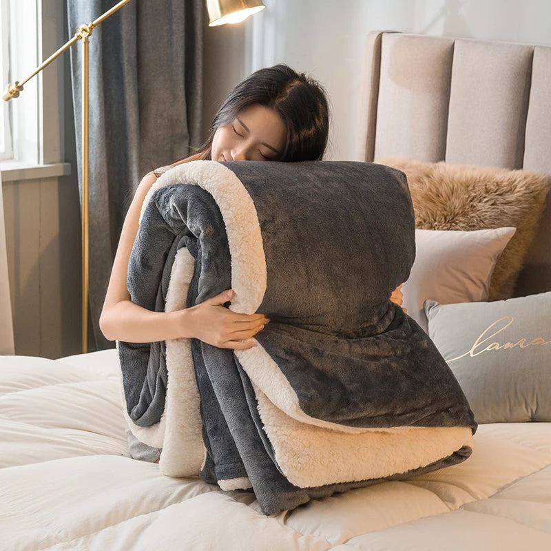 Plaid en Laine Doux et Chaud – Couverture Double Face Anti-boulochage