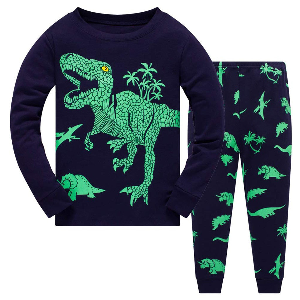 Pyjama Enfant Printemps/Automne – Ensemble Manches Longues Motif Dinosaure