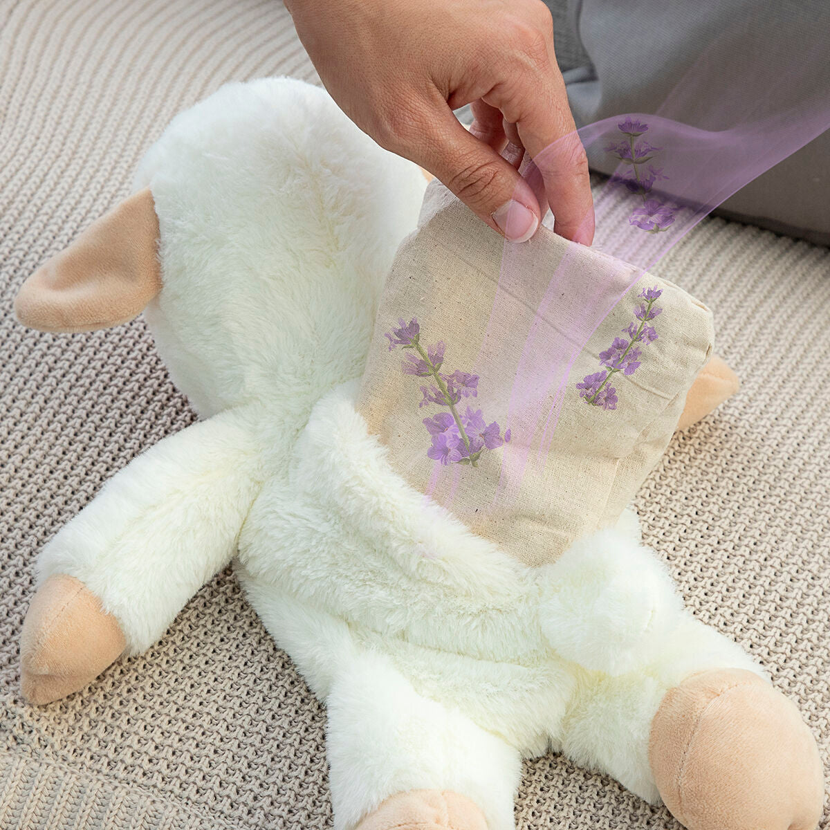 Peluche Chauffante et Rafraîchissante Mouton Doux avec Huiles Relaxantes
