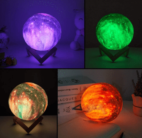 Lampe Lune 3D Galaxy – Veilleuse Multicolore avec Télécommande & Recharge USB