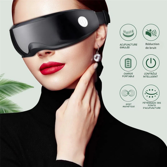 Masque de Massage Oculaire Intelligent – 9 Modes Vibratoires & Thérapie Magnétique | Soulage la Fatigue, Cernes & Stress Visuel
